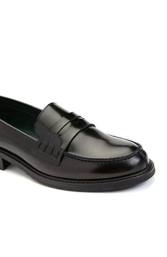 Siyah Kadın Deri Loafer