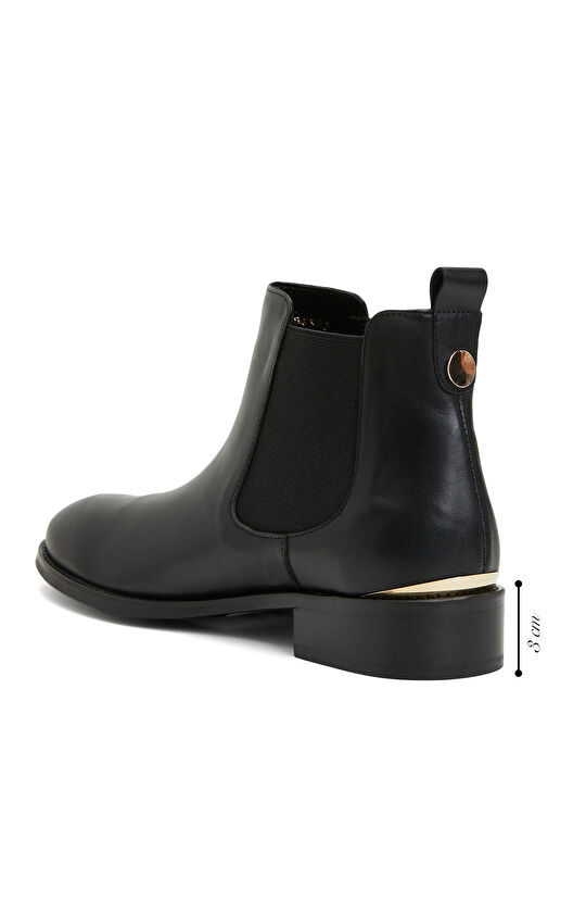 Siyah Kadın Deri Chelsea Bot