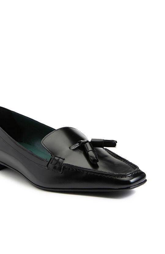 Siyah Kadın Deri Loafer