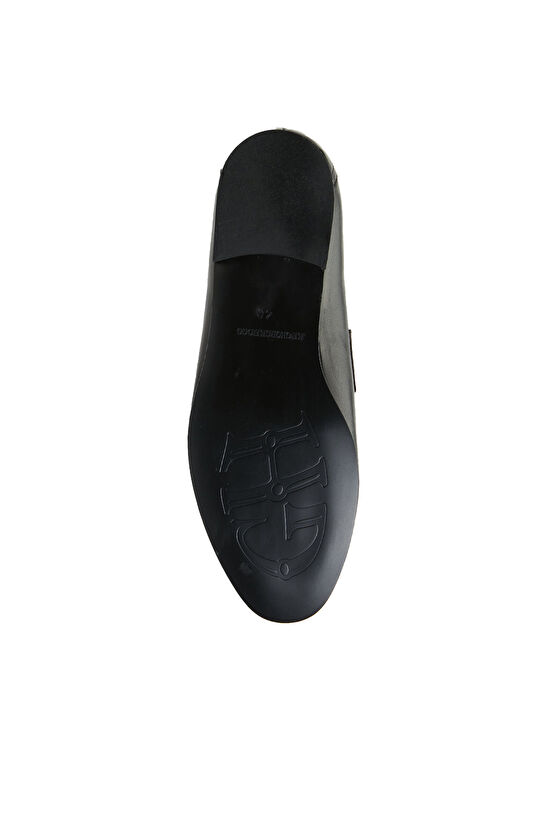 Siyah Kadın Bağcıklı Deri Loafer