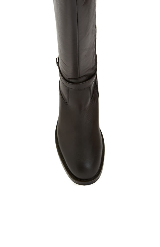 Kahverengi Kadın Fermuarlı Deri Çizme