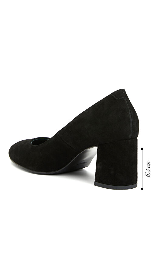 Siyah Kadın Deri Kalın Topuklu Ayakkabı