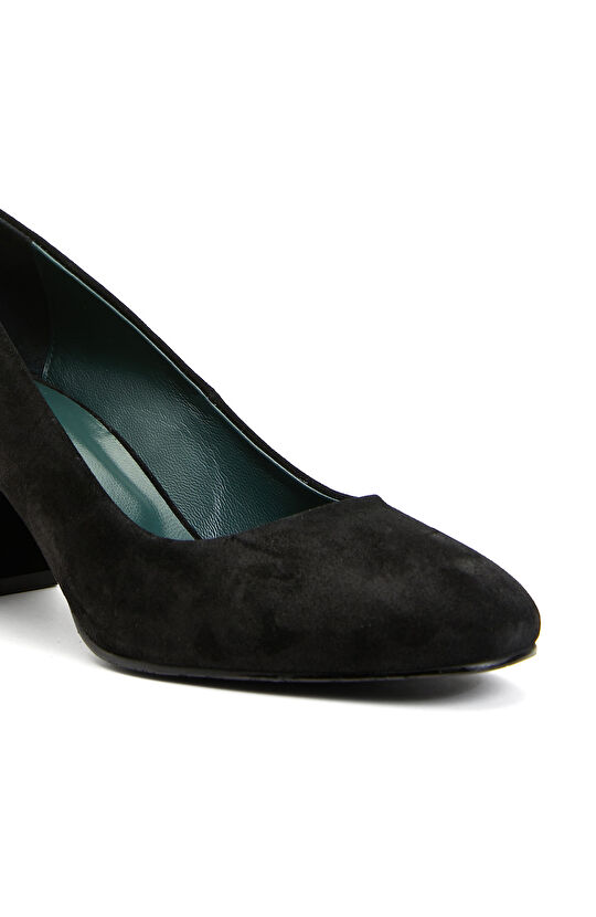 Siyah Kadın Deri Kalın Topuklu Ayakkabı