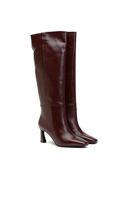 Bordo Kadın Deri Çizme