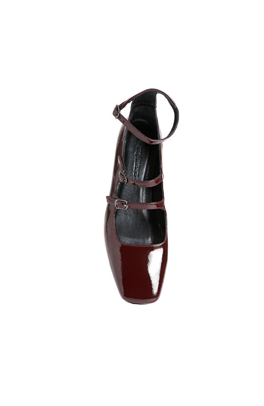 Bordo Rugan Kadın Topuklu Babet Ayakkabı