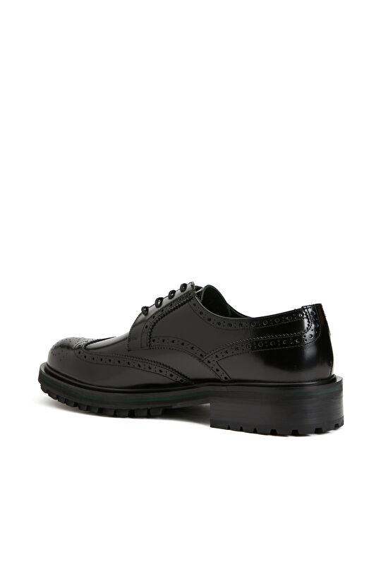 Siyah Erkek Zımbalı Deri Ayakkabı