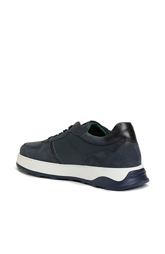 Lacivert Deri Detaylı Erkek Sneaker