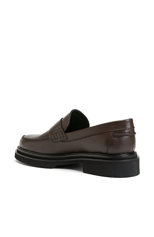 Kahverengi Kalın Tabanlı Penny Loafer Erkek Ayakkabı