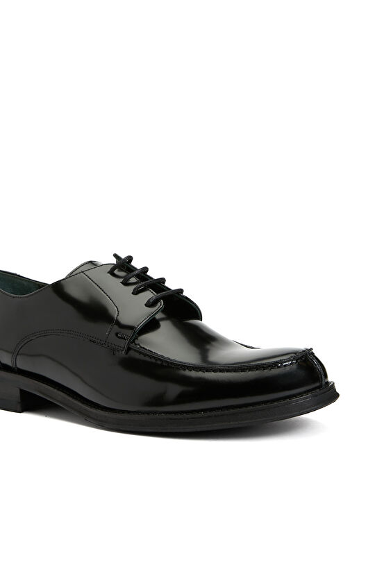 Siyah Rugan Mokasen Dikişli Erkek Klasik Ayakkabı