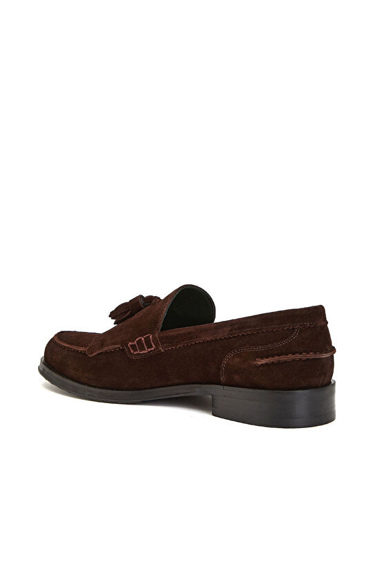 Bitter Brown Tassel Detailed Men's Suede Loafer