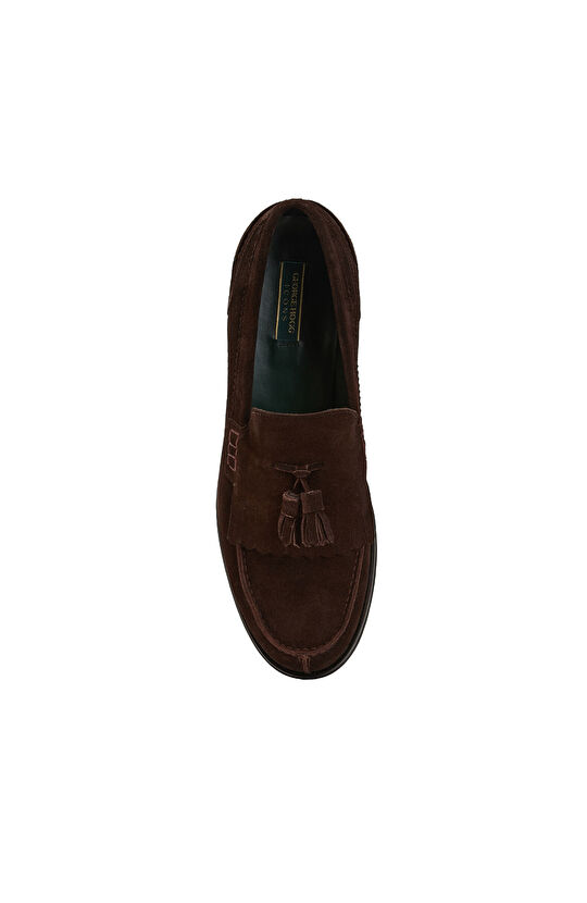 Bitter Brown Tassel Detailed Men's Suede Loafer