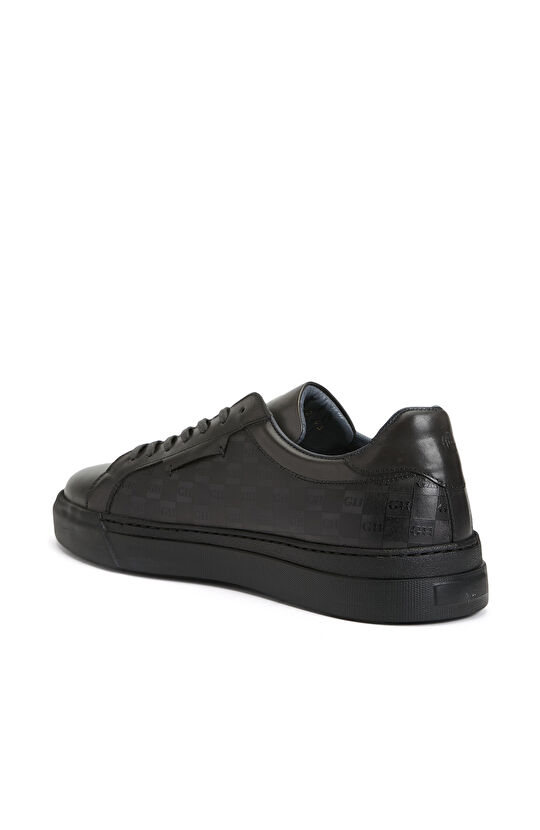 Antrasit Baskılı Erkek Deri Sneaker
