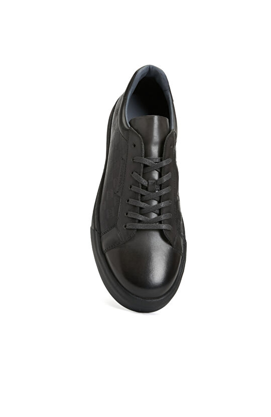 Antrasit Baskılı Erkek Deri Sneaker