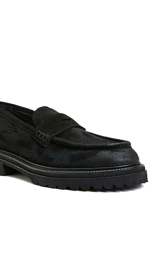 Siyah Erkek Süet Loafer