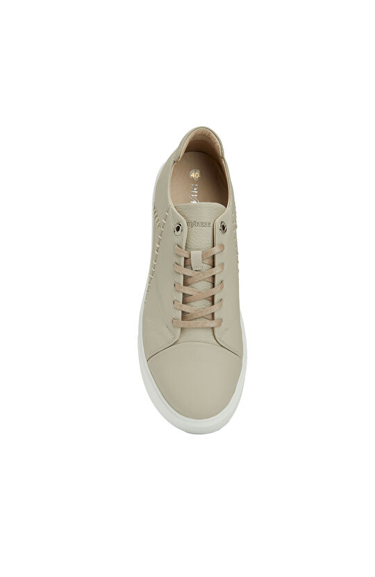 Bej Kadın Deri Sneaker