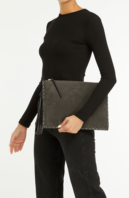 Gri Kadın Deri Çanta