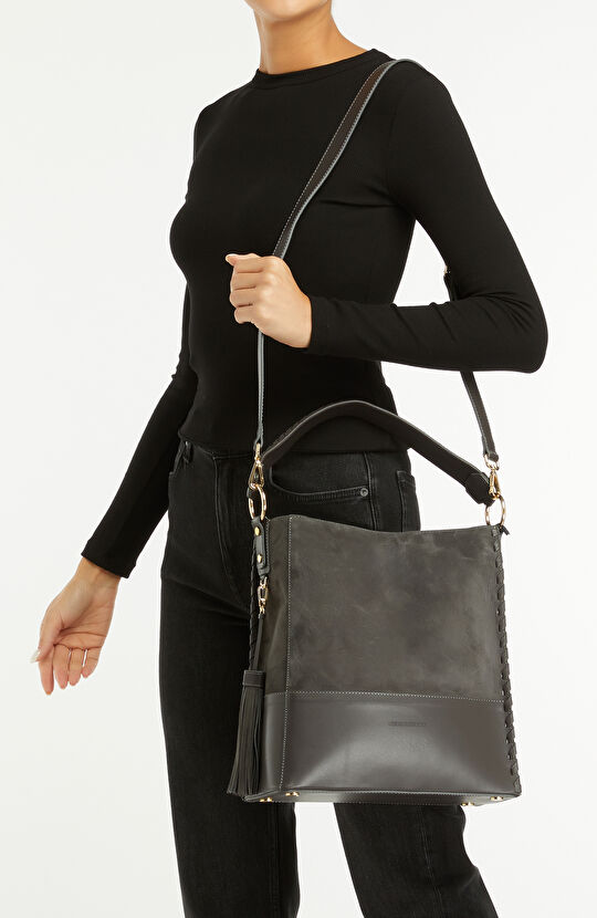 Gri Kadın Deri Çanta