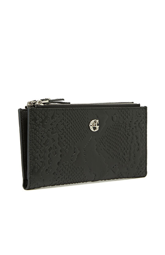 Siyah Baskılı Kadın Deri Cüzdan