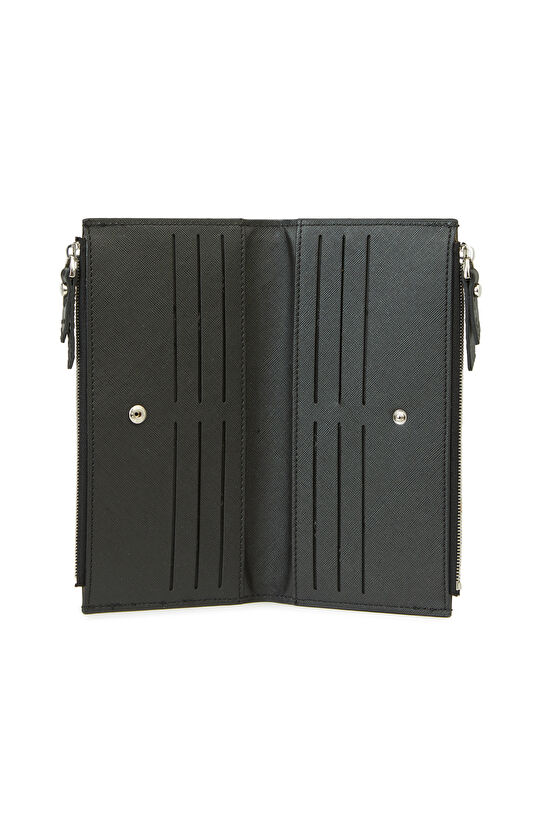 Siyah Baskılı Kadın Deri Cüzdan