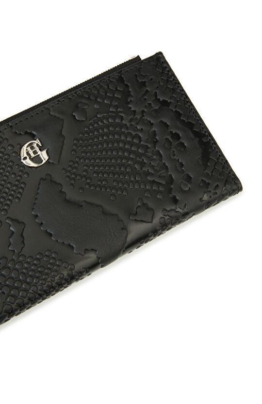 Siyah Baskılı Kadın Deri Cüzdan