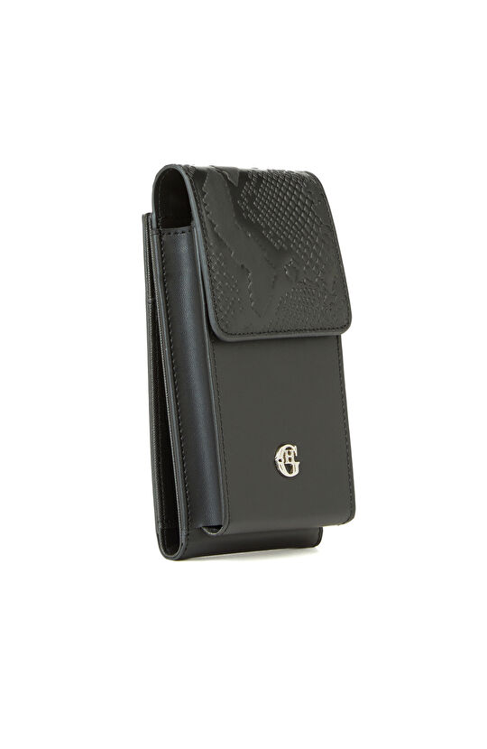 Siyah Deri Karışımlı Kadın Postacı Çantası