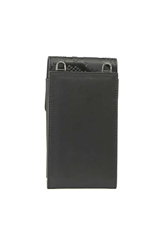 Siyah Deri Karışımlı Kadın Postacı Çantası