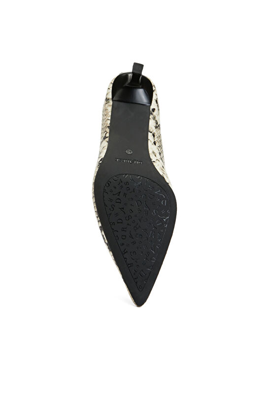 Hayvan Desenli Bej Kadın Deri Stiletto