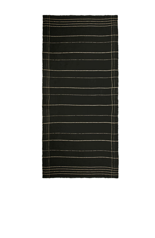 Siyah Kadın Desenli Atkı