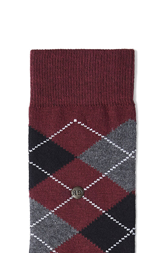 Bordo Ekose Desenli Erkek Soket Çorap