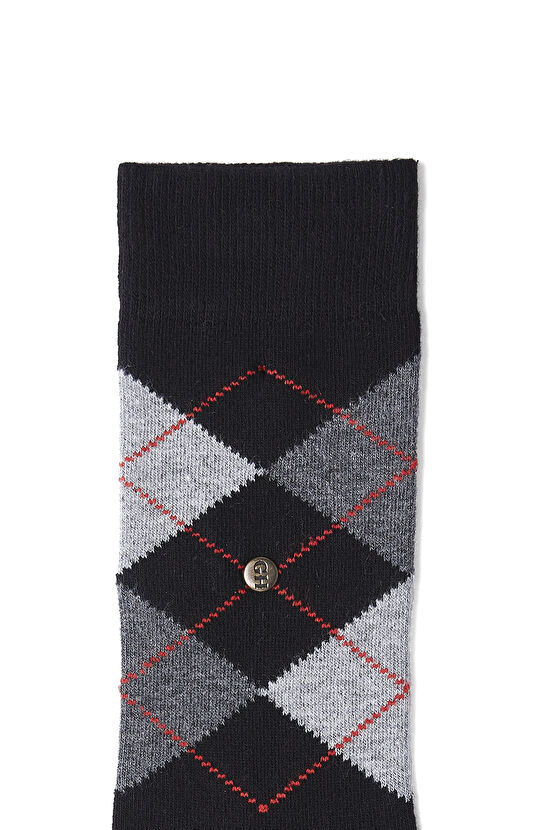 Siyah Ekose Desenli Erkek Soket Çorap