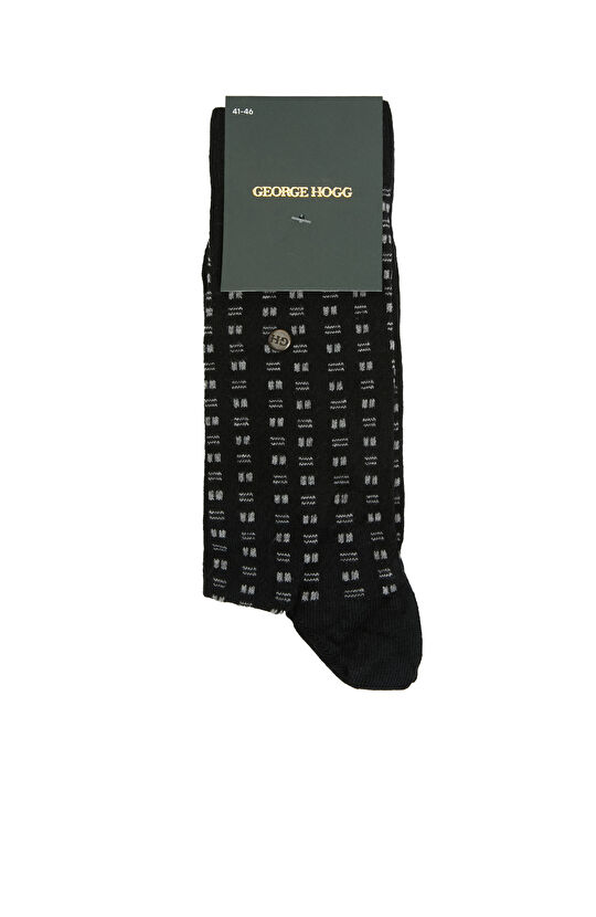 Siyah Geometrik Desenli Erkek Soket Çorap