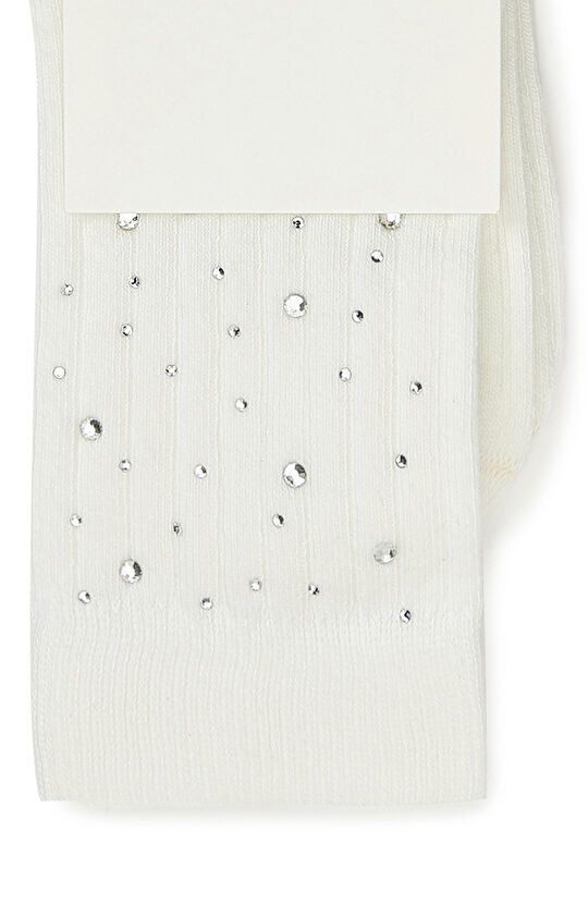 Bej Taş Detaylı Kadın Soket Çorap