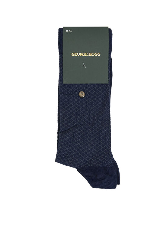 Lacivert Çizgi Desen Bambu Soket Çorap