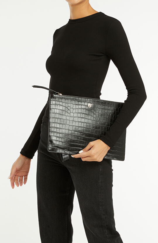 Siyah Kroko Kadın  Çanta