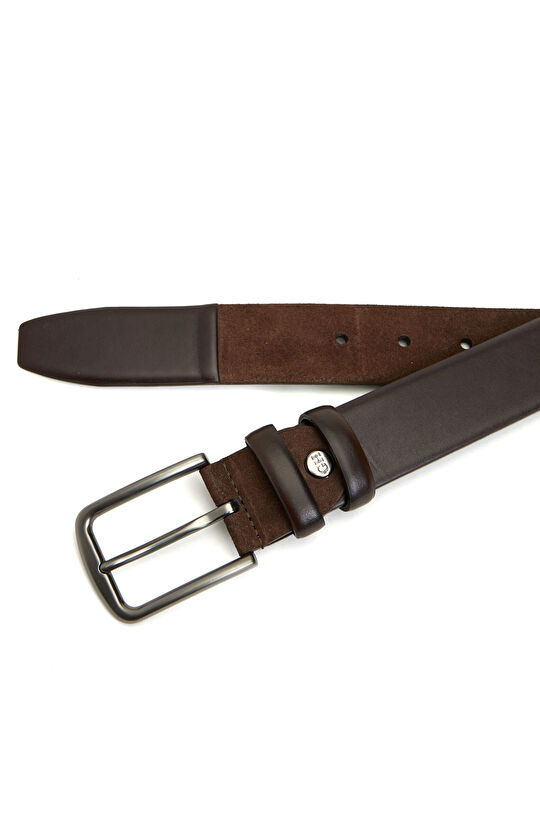 Kahverengi Erkek Metal Tokalı Deri Kemer
