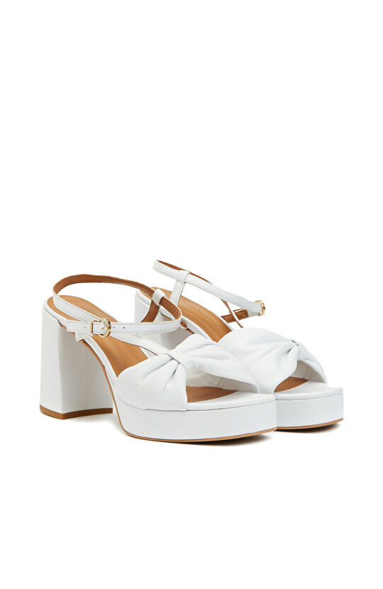 Beyaz Platform Kadın Topuklu Sandalet