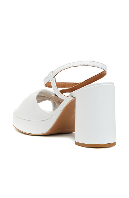 Beyaz Platform Kadın Topuklu Sandalet