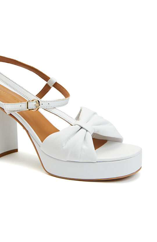 Beyaz Platform Kadın Topuklu Sandalet