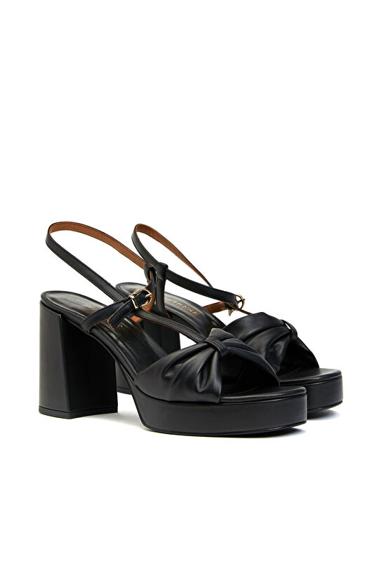 Siyah Kadın Deri Sandalet