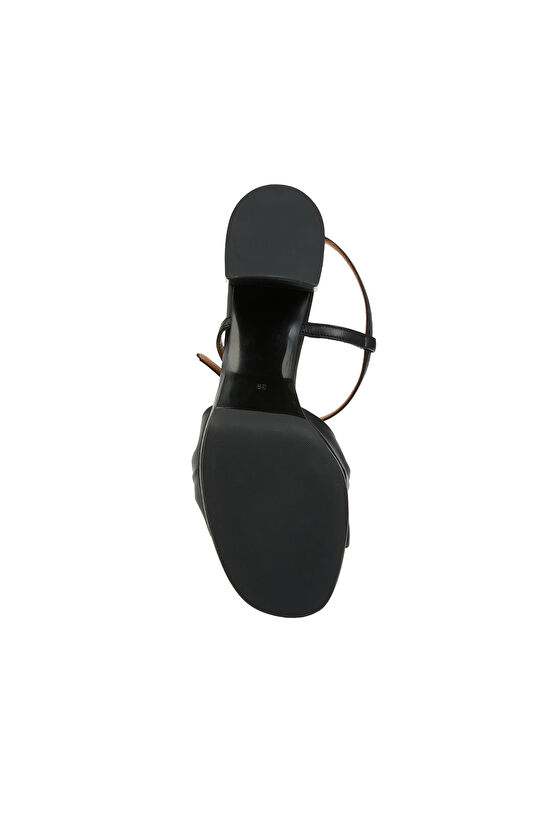 Siyah Kadın Deri Sandalet