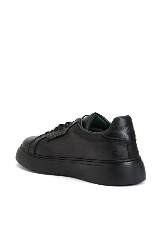 Siyah Bağcıklı Kadın Deri Sneaker