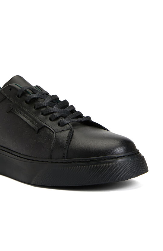 Siyah Bağcıklı Kadın Deri Sneaker