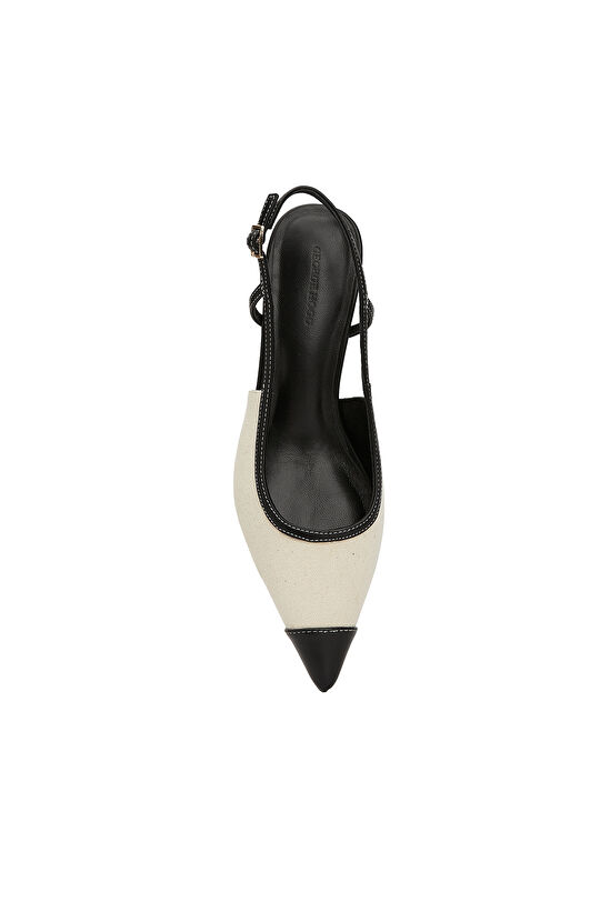 Siyah Bej Topuklu Ayakkabı