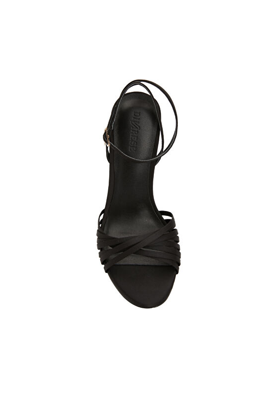 Siyah Kadın Saten Sandalet