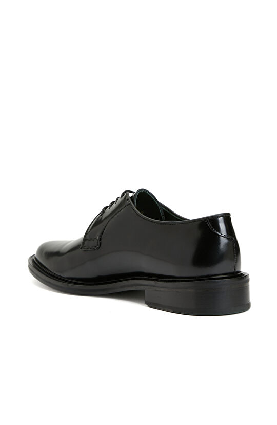 Siyah Erkek Bağcıklı Kösele Deri Ayakkabı