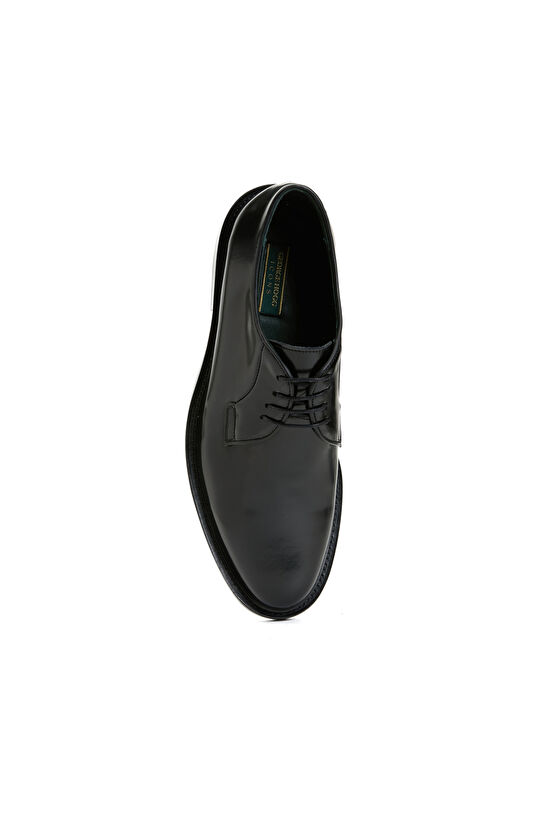 Siyah Erkek Bağcıklı Kösele Deri Ayakkabı