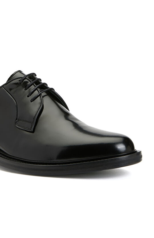 Siyah Erkek Bağcıklı Kösele Deri Ayakkabı