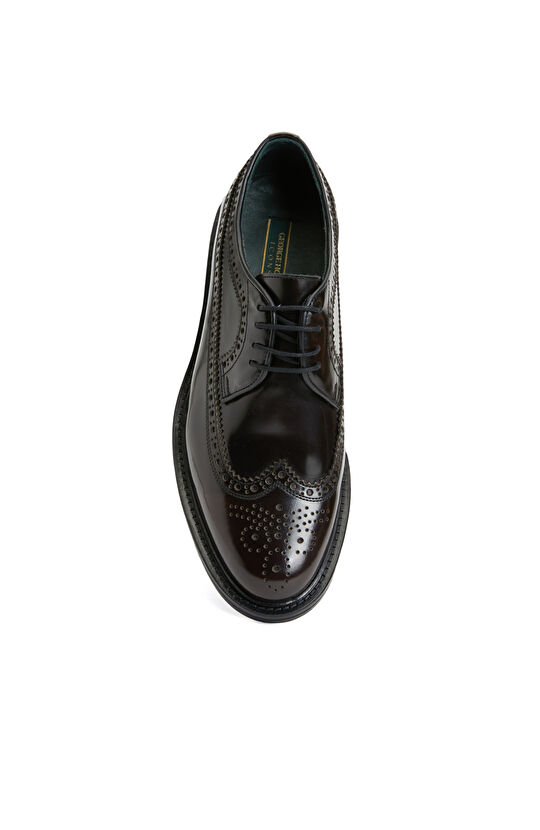 Bordo İşlemeli Erkek Deri Kösele Ayakkabı