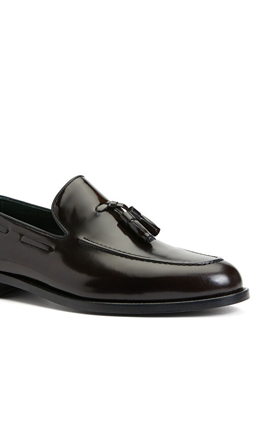 Bordo Rugan Püsküllü Erkek Deri Loafer