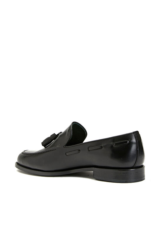 Siyah Erkek Püsküllü Deri Loafer